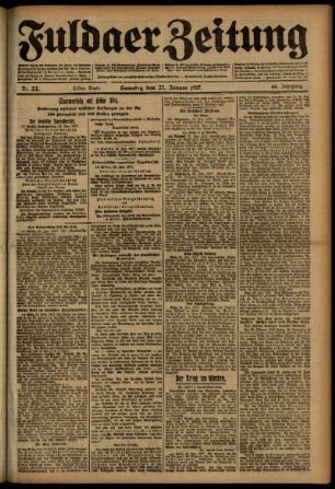 Erste Ausgabe vom Samstag, den 27. Januar 1917.