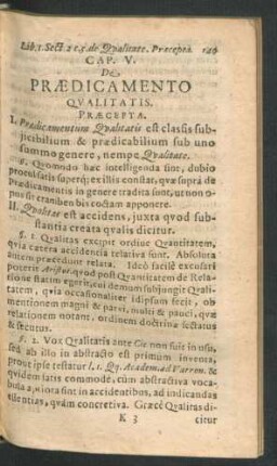 Cap. V. De Praedicamento Qualitatis.
