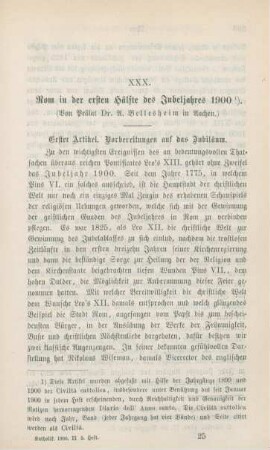 385-404 Rom in der ersten Hälfte des Jubeljahres 1900 : I.