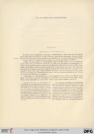VII. Plastik und Kleinfunde