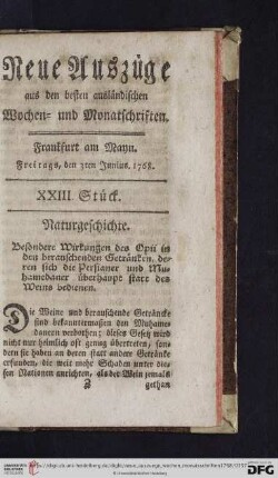 (XXIII. Stück. Freitags, den 3ten Junius - XXVI. Stück. Freitags, den 24ten Junius)