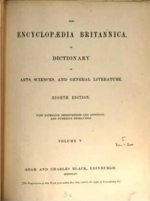 The Encyclopaedia Britannica, or Dictionary of Arts, Sciences, and General Literature, 5. Bom - Bur