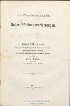 Ueber Pfählungsverletzungen
