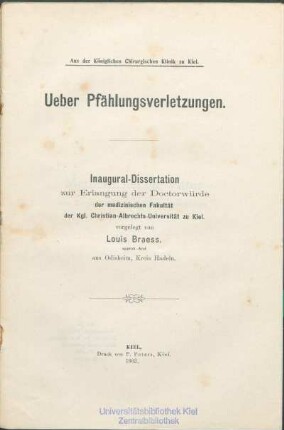Ueber Pfählungsverletzungen