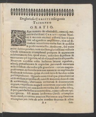 De glorioso Christi resurgentis Triumpho Oratio.