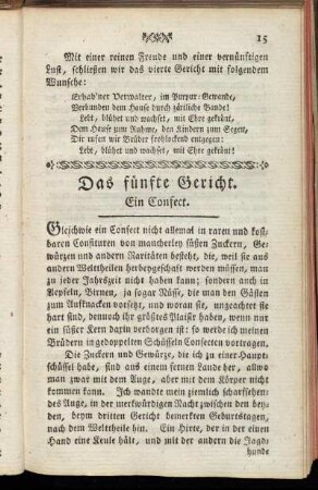 Das fünfte Gericht. Ein Confect.
