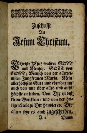 Zuschrifft An Jesum Christum.