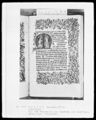 Gebetbuch — Initiale M, darin der Sündenfall, Folio 106recto