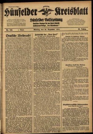 Erste Ausgabe vom Montag, den 24. Dezember 1934.