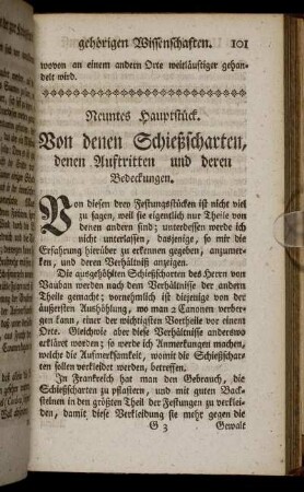 Neuntes Hauptstück. Von denen Schießscharten, denen Auftritten und deren Bedeckungen.