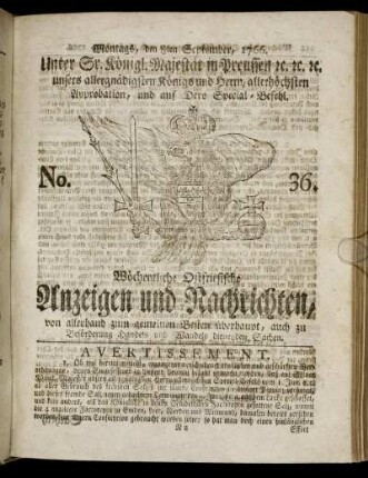 No. 36. Montags, den 8ten September, 1766.