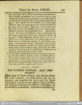 Artic. CXLIV. Von berühmter Nothwehr, gegen einem Weibsbild