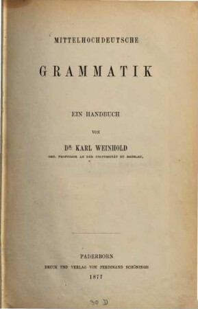 Mittelhochdeutsche Grammatik : ein Handbuch