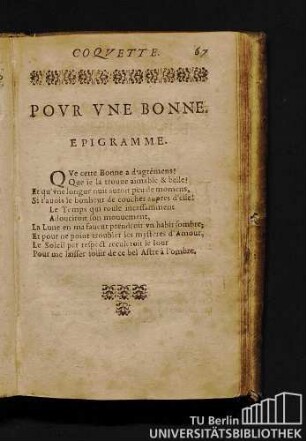 Povr Vne Bonne. Epigramme.