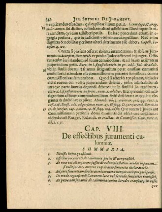 Cap. VIII. De effectibus iuramenti calumniae.