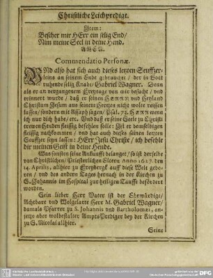 Lebenslauf : Commendatio Personae