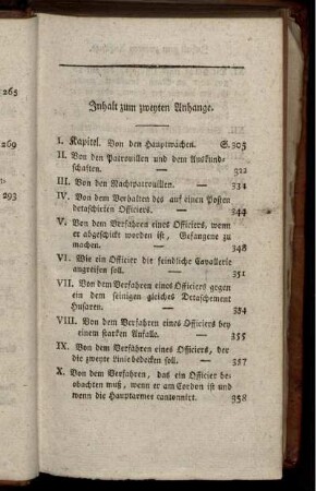 Inhalt zum zweyten Anhange