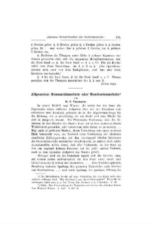 Allgemeine Humanitätsschule oder Konfessionsschule?