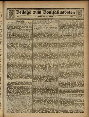 Zweite Ausgabe vom Sonntag, den 21. Januar 1917.