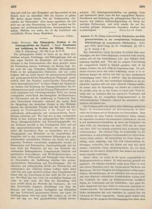 267-268 [Rezension] Leser, Hermann, Renaissance und Aufklärung im Problem der Bildung