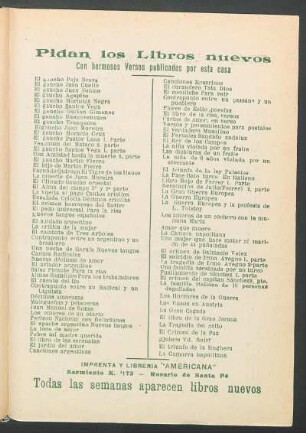 [Publicidad de la Imprenta y Librería "Americana"]
