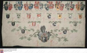 Ahnenprobe des Anselm Carl v. Warsberg. - ausgefertigt 1748 August 2, Pergament