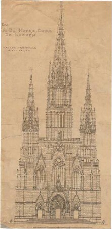 Schmidt, Heinrich von; Brüssel - Laeken (Belgien); Eglise Notre Dame, Portal und Turm - Ansicht