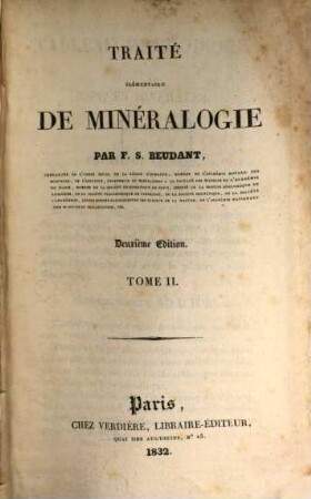Traité élémentaire de minéralogie, 2