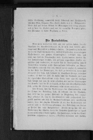 Die Desinfektion.