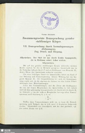 Vierter Abschnitt. Zusammengesetzte Beanspruchung gerader stabförmiger Körper.