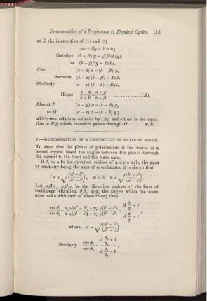 V. Demonstration of a proposition in physical optics.