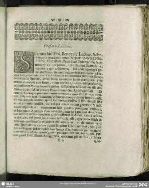 Praefatio Editoris