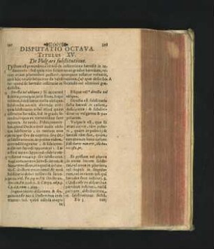 Disputatio Octava. Titulus XV. De Vulgari substitutione.