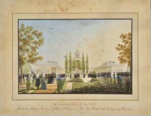 Parade der Potsdamer Schützengilde vor dem Marmorpalais.