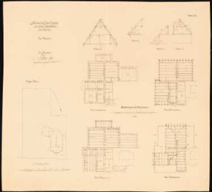 Pfarrhaus der katholische Kirche Heilige Familie, Berlin-Lichterfelde: Lageplan, Binder, Balkenlagen 1:100