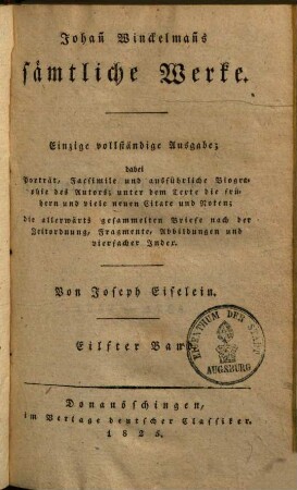 Winckelmann's Werke. 11, Welcher die Briefe Winckelmanns von 1766-1768 und biographische Beiträge enthält