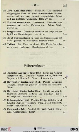Silbermünzen (Nr. 620-628)
