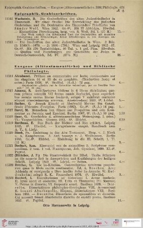 Exegese und Biblische Philologie (Nr. 11514 - 11615)