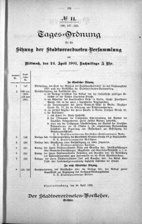 Tages-Ordnung, 24. April 1901