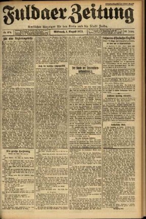 Ausgabe vom Mittwoch, den 01. August 1923.