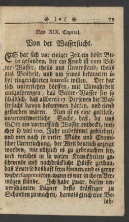 Das XIX. Capitel. Von der Wassersucht
