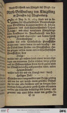Reyse=Beschreibung von Koenigsberg in Preussen biß Magdenburg