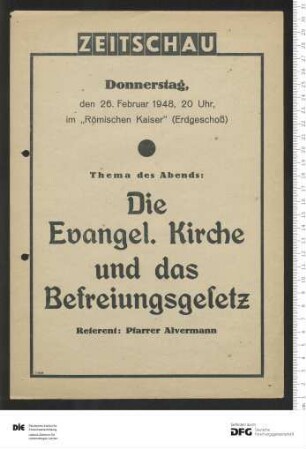 Ankündigung einer einzelnen Veranstaltung 1948