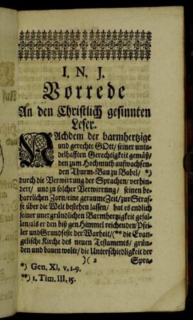 Vorrede An den Christlich gesinnten Leser.