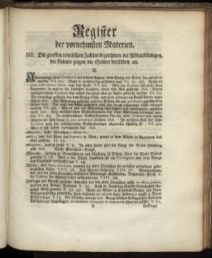 Register der vornehmsten Materien