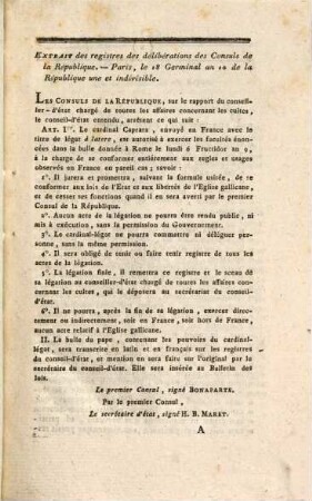Bulle de ratification de la convention signée entre la République Française & Sa Sainteté