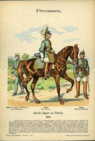 Uniformdarstellung, Gemeine der Garde-Jäger zu Pferde, Königreich Preußen, 1897.