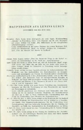 Hauptdaten Aus Lenins Leben (Dezember 1910 Bis Juni 1912)