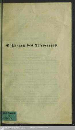 Satzungen des Lesevereins