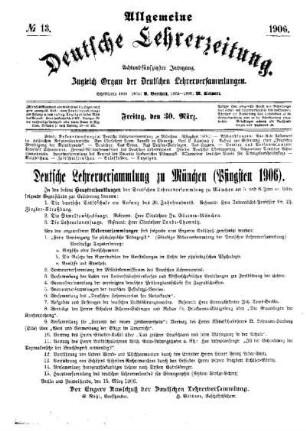 Deutsche Lehrerversammlung in München (Pfingsten 1906)